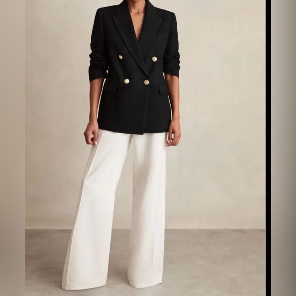 REISS Eden Petite Oversized Linen-Blend Blazer